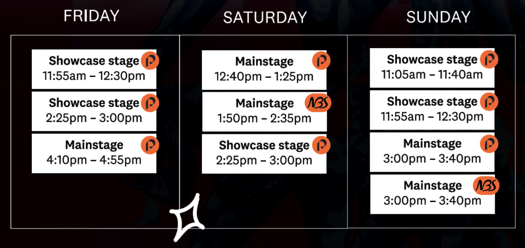 Performers College main-stage and showcase timetables for March